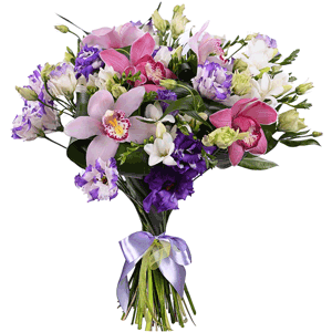 Arrangement of orchids and freesia with delivery Kerch