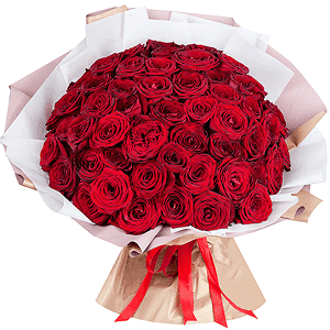 51 red local roses arrangement