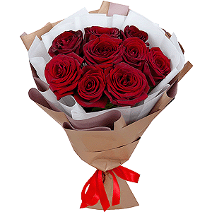 9 red local roses arrangement