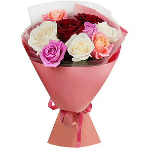 Bouquet of 9 multicolored roses with delivery Kerch