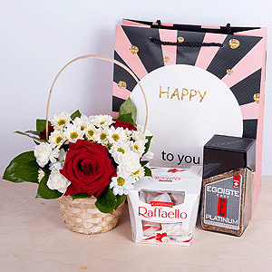 Gift set "Flower basket, coffee and sweets" with delivery Kerch