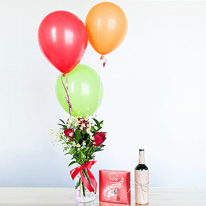 Gift set "Delicate bouquet, sweets, balloons and non-alcoholic wine" with delivery Kerch