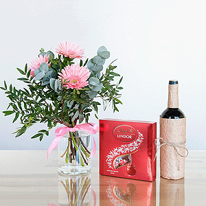 Gift set "Gerberas, sweets and non-alcoholic wine" with delivery Kerch