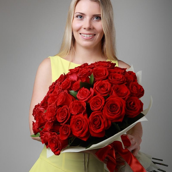 Red rose 50 cm - 67, Ribbon, Felt
