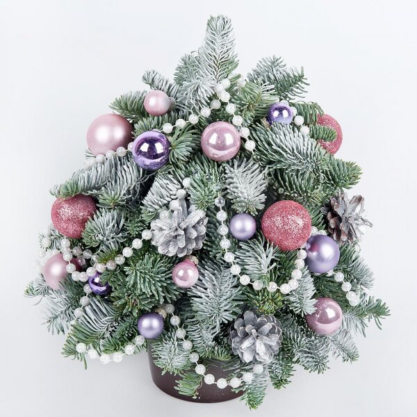 Spruce branches (1pc.), Plastic planter, Oasis, Christmas decor (set)