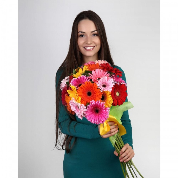 Gerbera - 21, Ruscus, Wrapping Paper