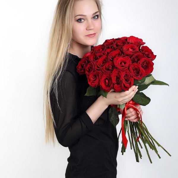 Red rose 70 cm Ecuador - 33, Ribbon