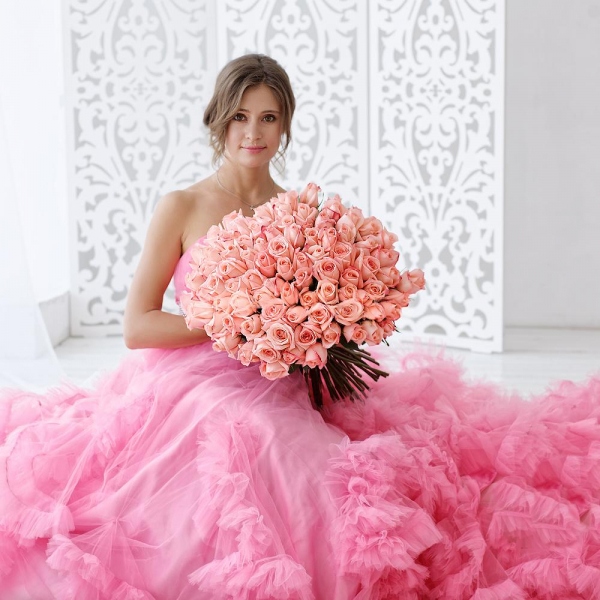 Pink rose 50 cm - 131, Ribbon