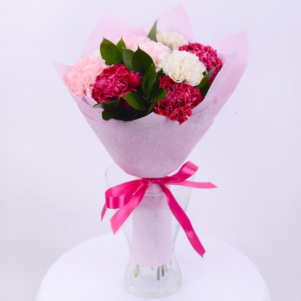 Carnations - 9, Wrapping Paper, Ruscus