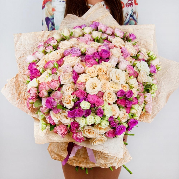 Spray rose 50 cm (multiple small blooms on a stem) - 56, Peony sprayrose - 45, Wrapping Paper