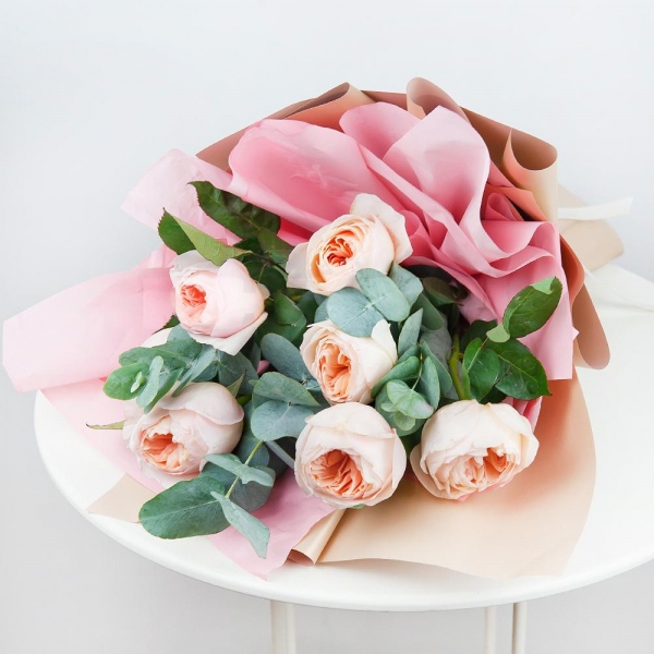David Austin peonyroses - 15, Eucalyptus Cinerea, Wrapping Paper