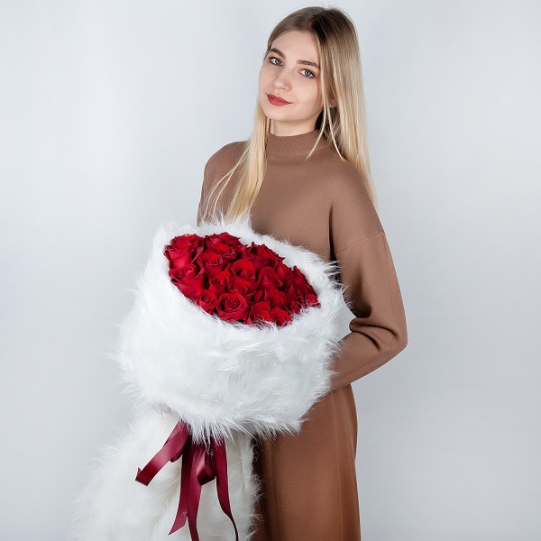 Red rose 70 cm Ecuador - 25, Faux Fur