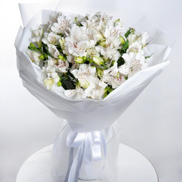 Alstromeria white, soft pink - 27, Wrapping Paper